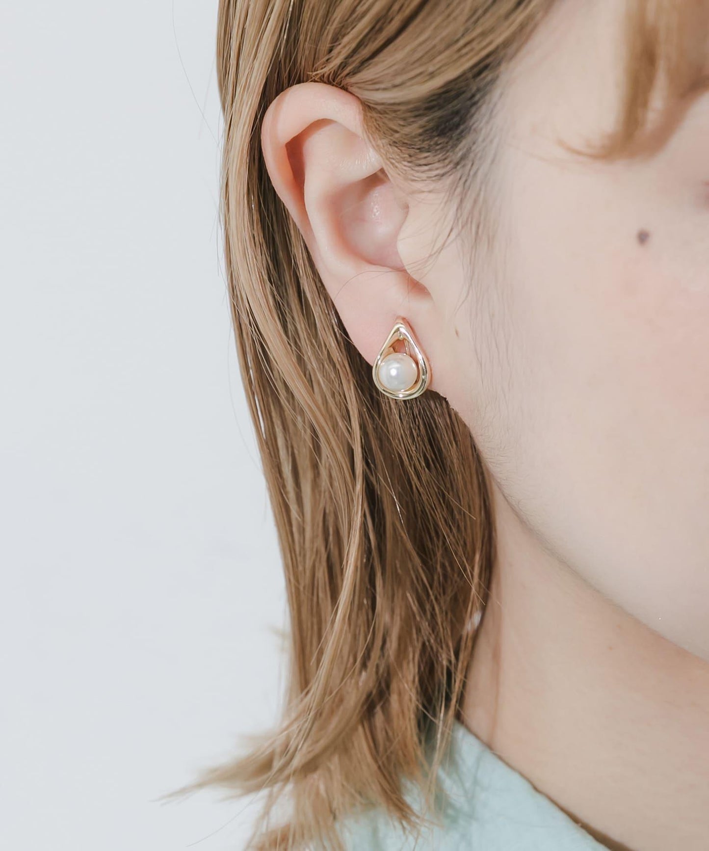 質感水滴珍珠耳夾