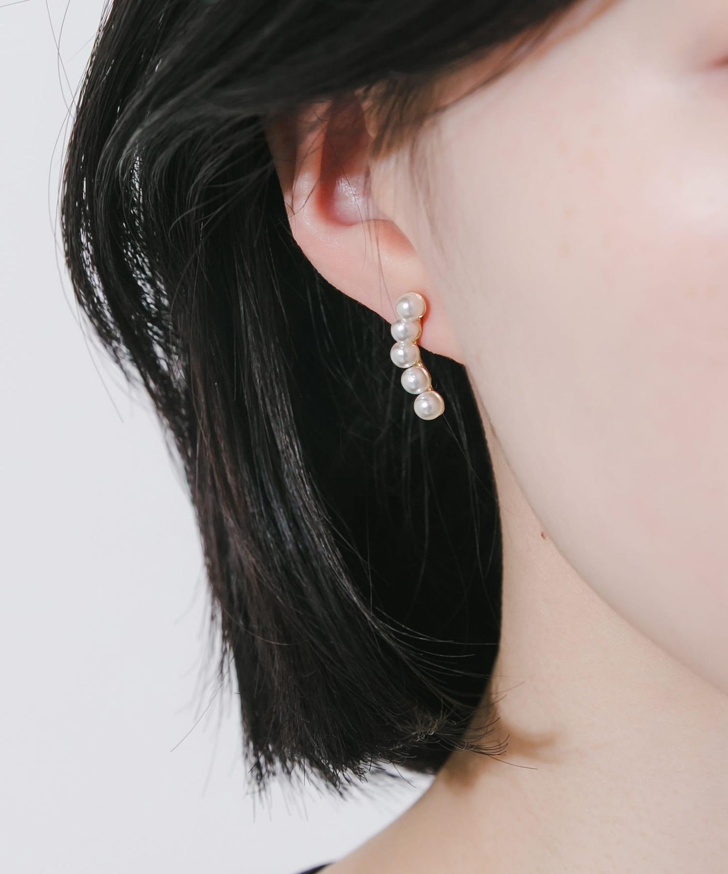 弧線造型 珍珠 耳釘