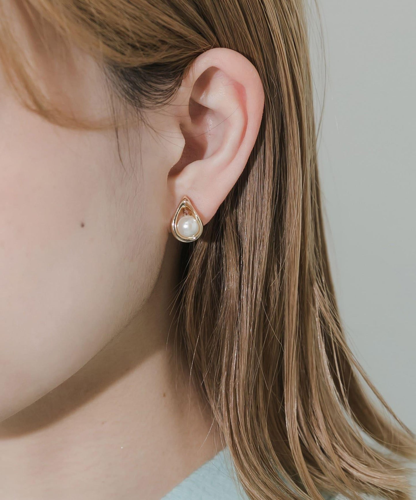 質感水滴珍珠耳夾