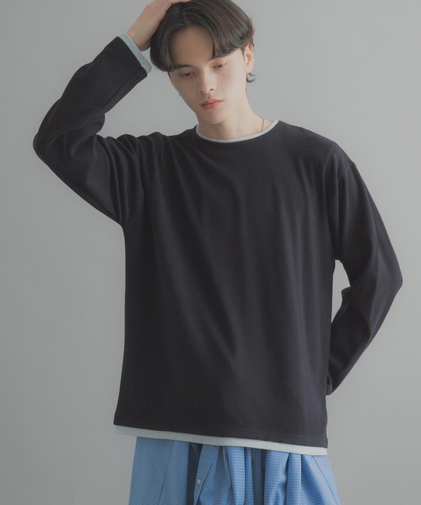 假兩件設計 長袖T恤