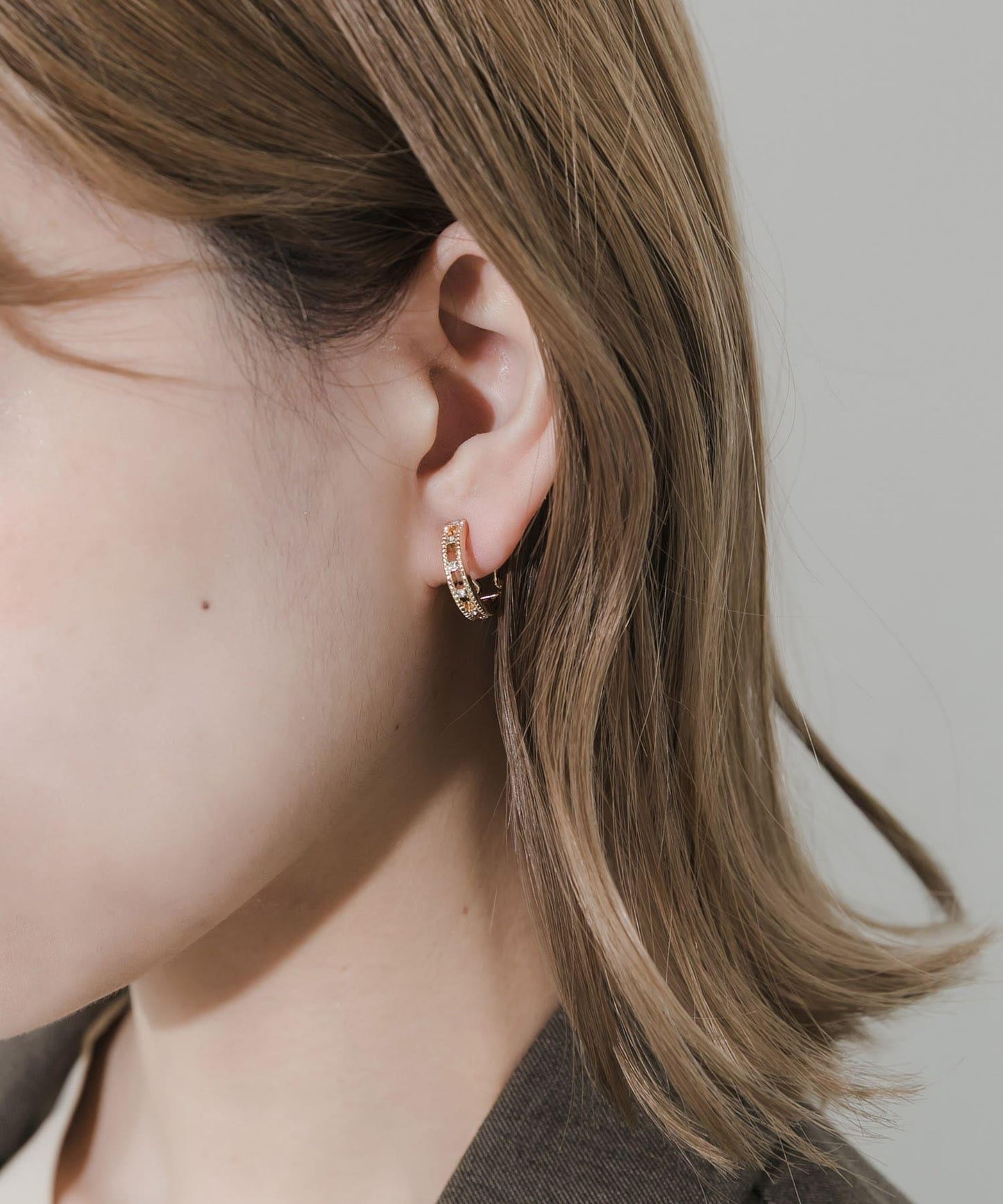 水鑽點狀線條圈式耳夾