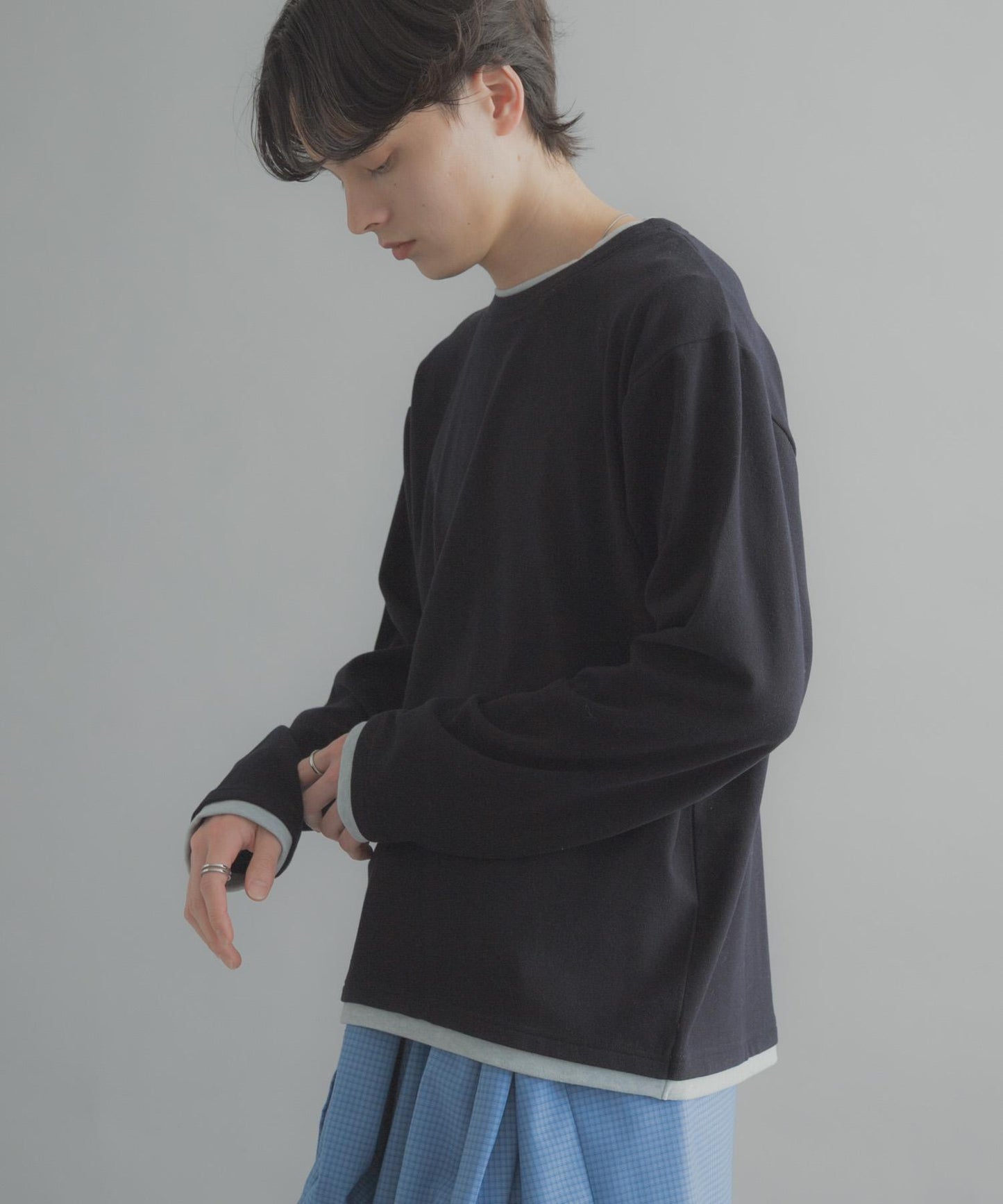 假兩件設計 長袖T恤