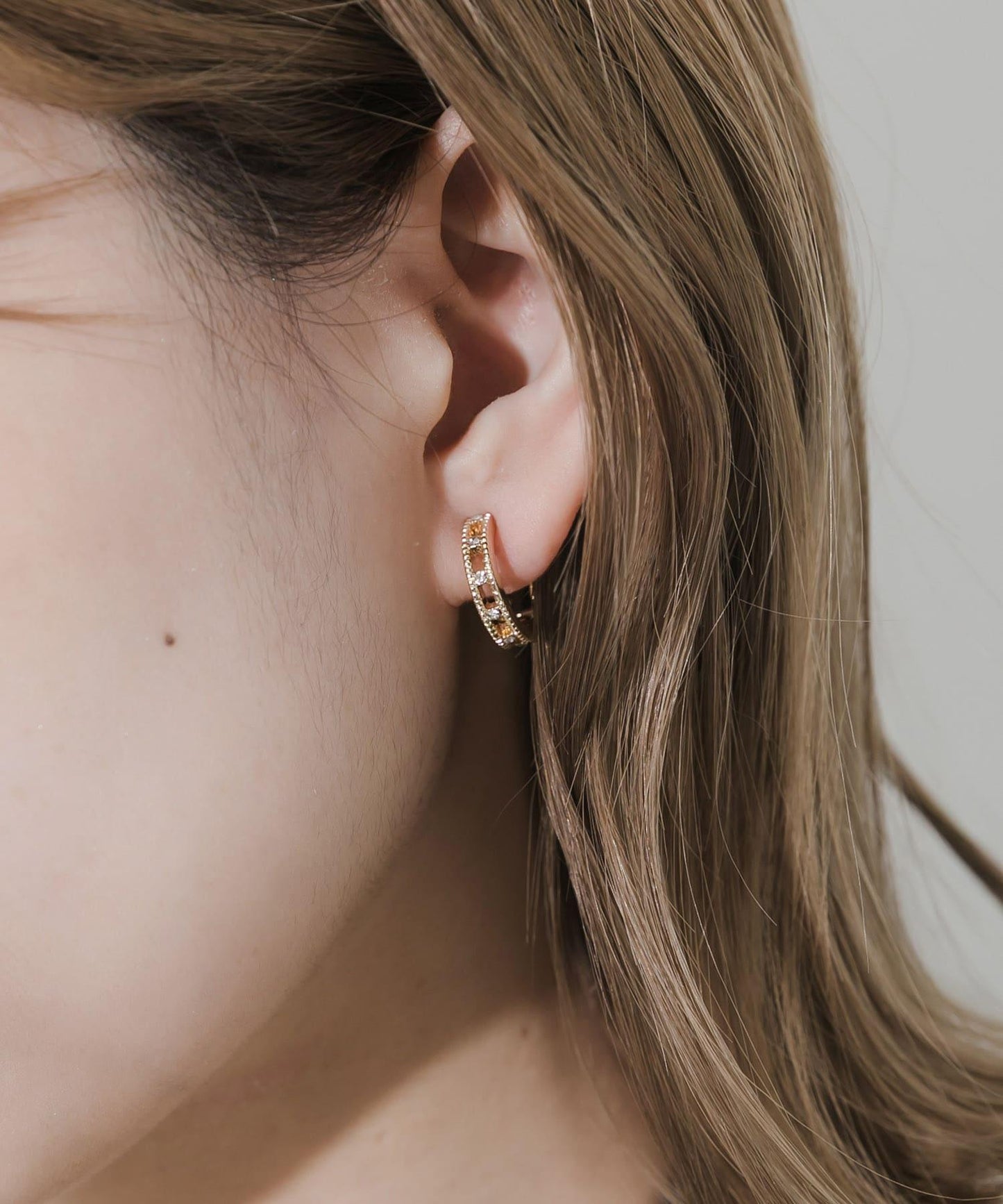 水鑽點狀線條圈式耳夾