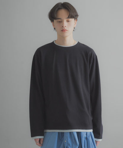 假兩件設計 長袖T恤