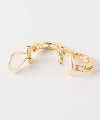 水鑽點狀線條圈式耳夾