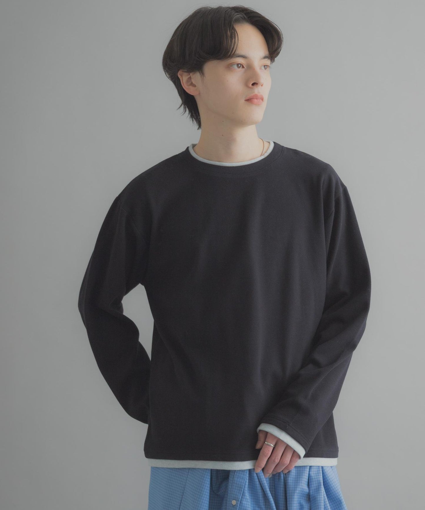 假兩件設計 長袖T恤