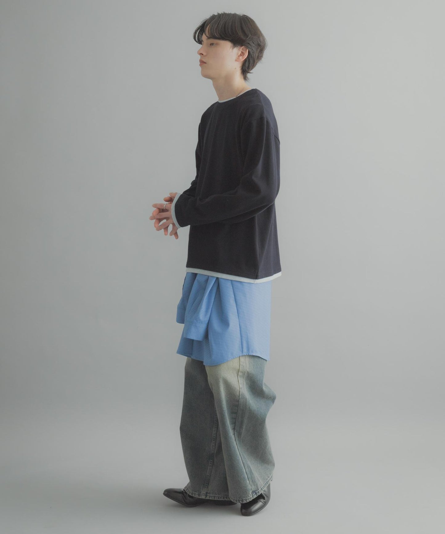 假兩件設計 長袖T恤