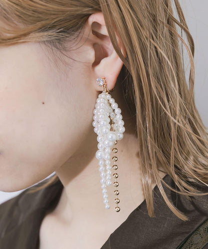 大蝴蝶結珍珠耳夾