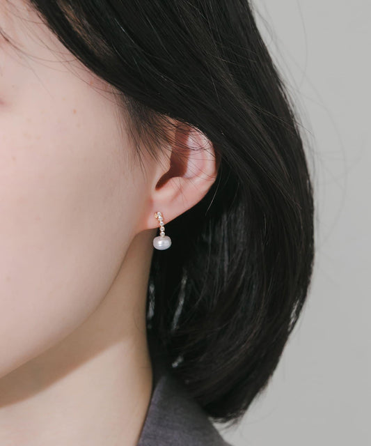 寶石鏈條珍珠耳釘