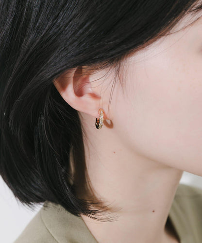 金屬寶石裝飾一按式圓環耳夾