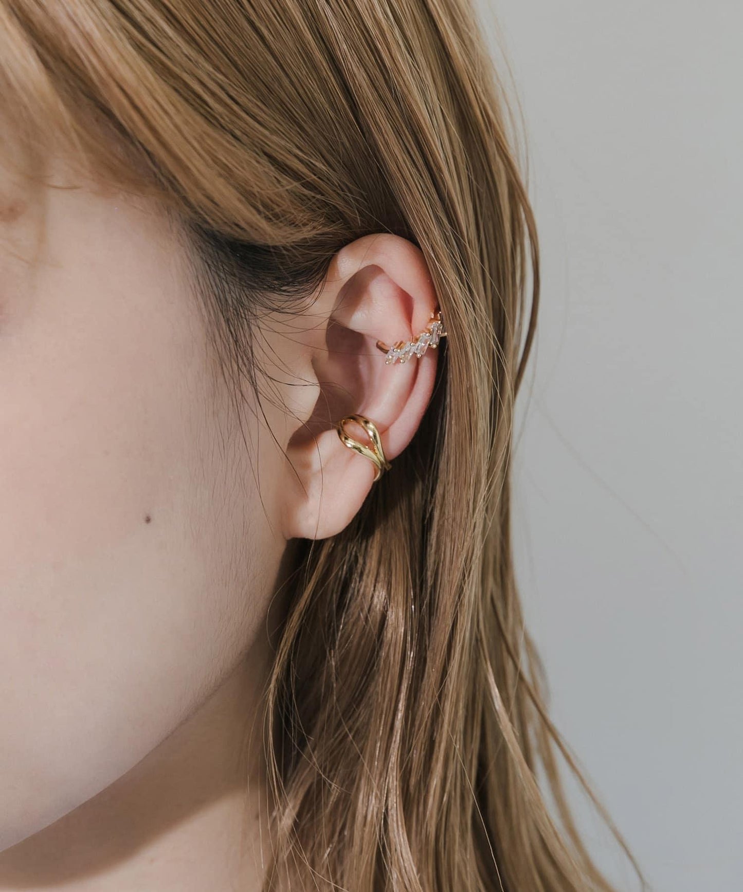 方形水鑽裝飾 2件套 耳夾