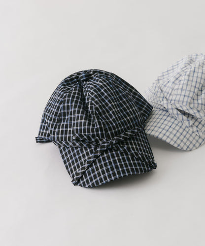 前蝴蝶結格紋棒球帽