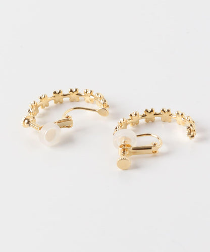 金屬花形線條圓環耳夾