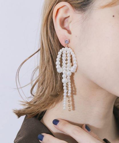 大蝴蝶結珍珠耳夾