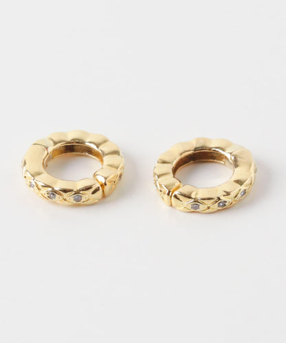 金屬寶石裝飾一按式圓環耳夾