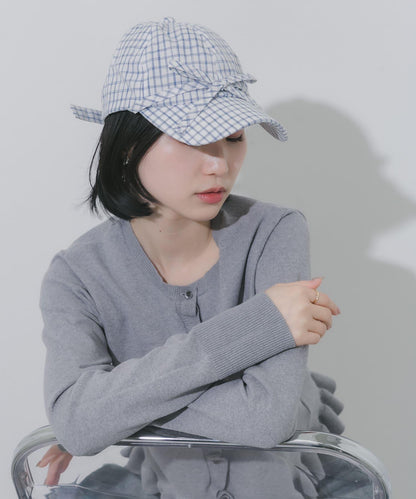 前蝴蝶結格紋棒球帽