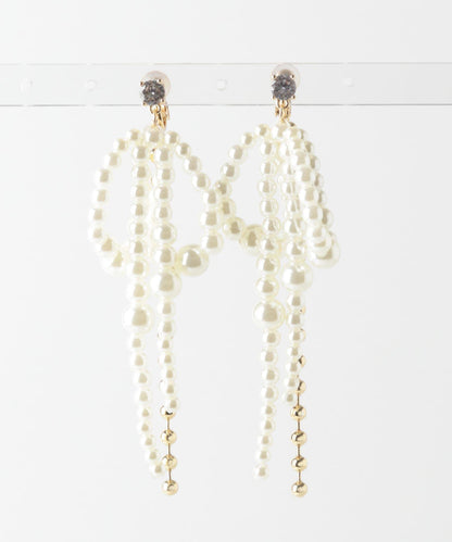 大蝴蝶結珍珠耳夾