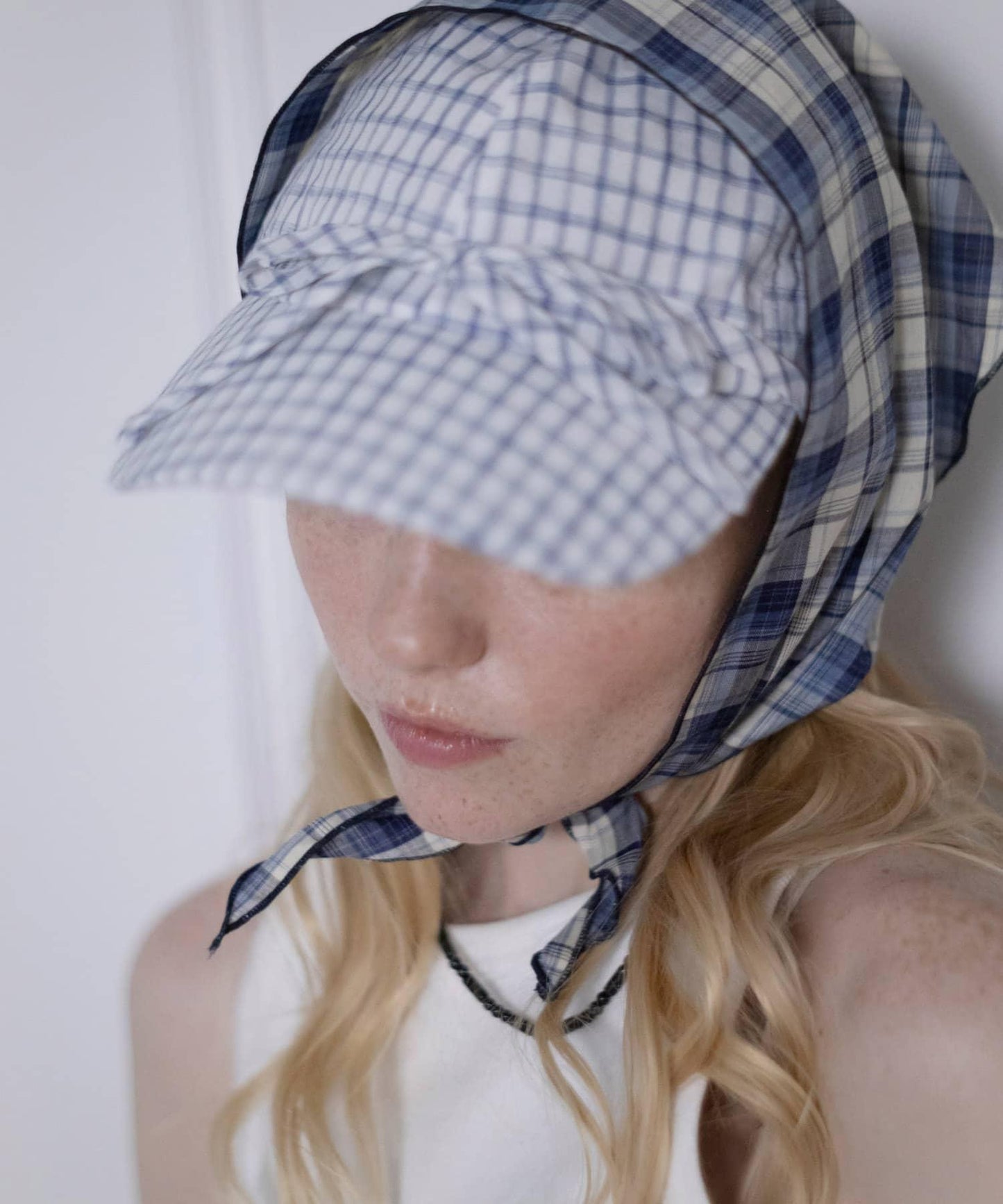 前蝴蝶結格紋棒球帽