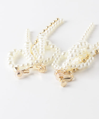 大蝴蝶結珍珠耳夾