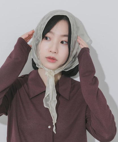 花卉圖案三角絲巾