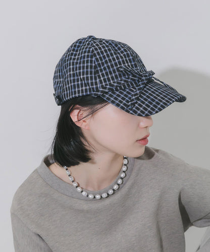 前蝴蝶結格紋棒球帽