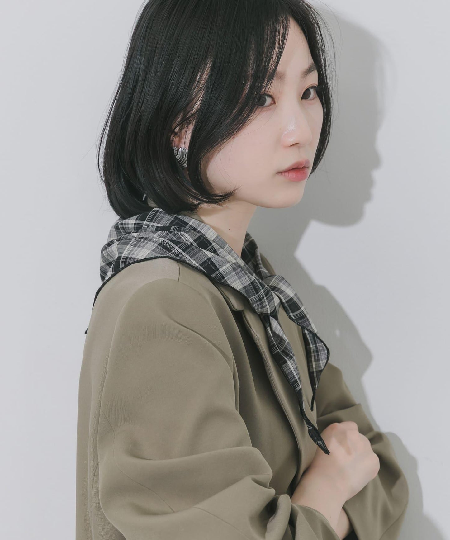 格紋三角設計絲巾