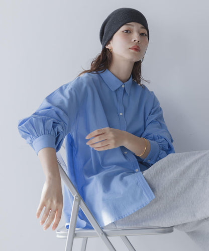 輕盈棉質條紋拼色襯衫