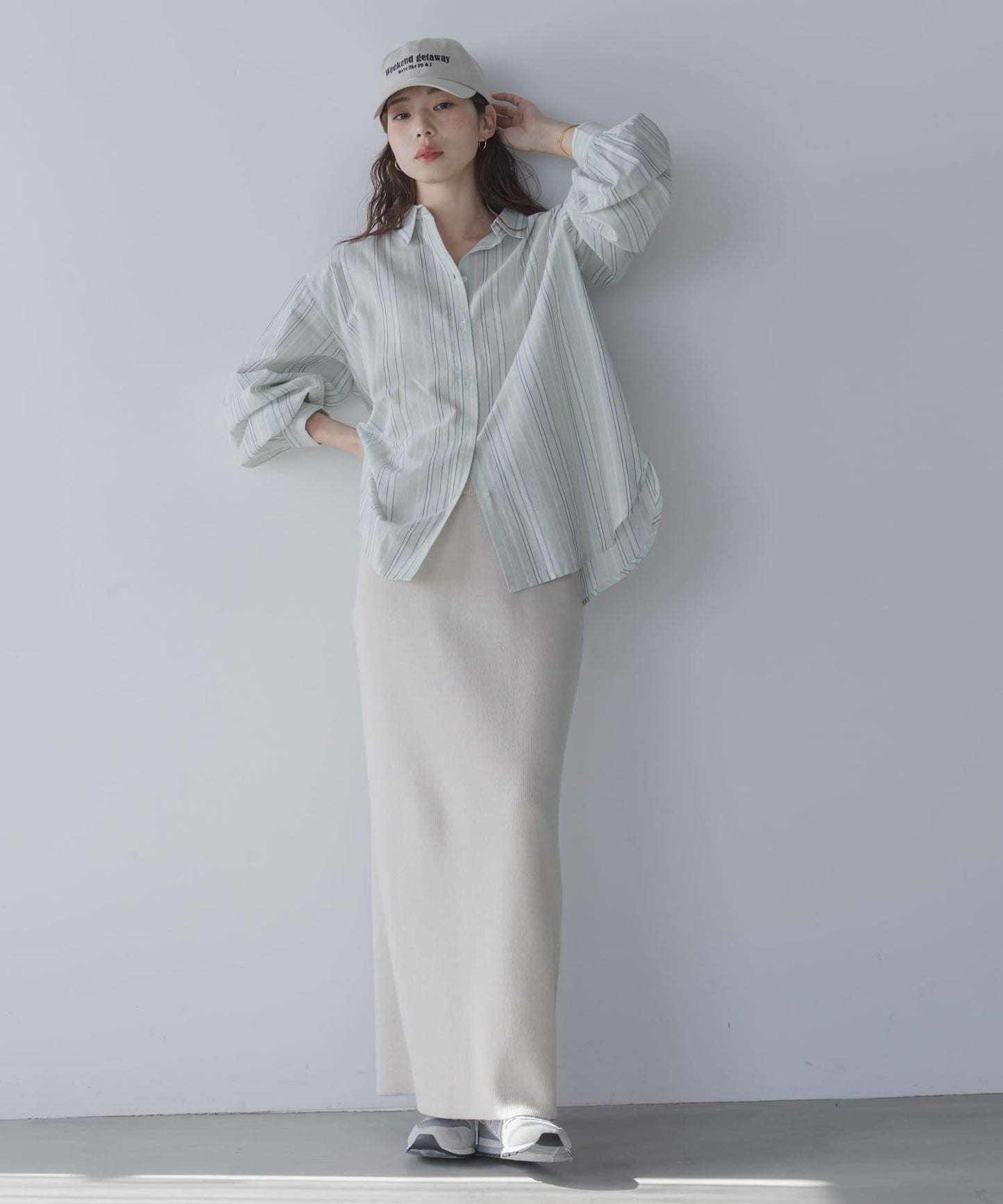 輕盈棉質條紋拼色襯衫