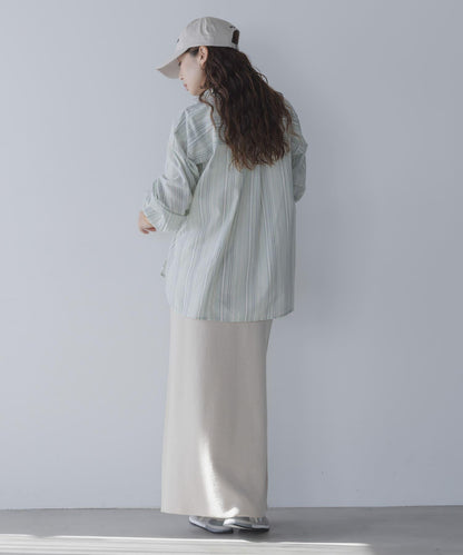 輕盈棉質條紋拼色襯衫