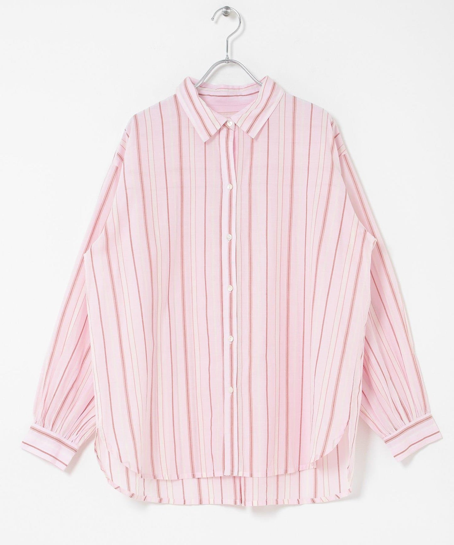 輕盈棉質條紋拼色襯衫