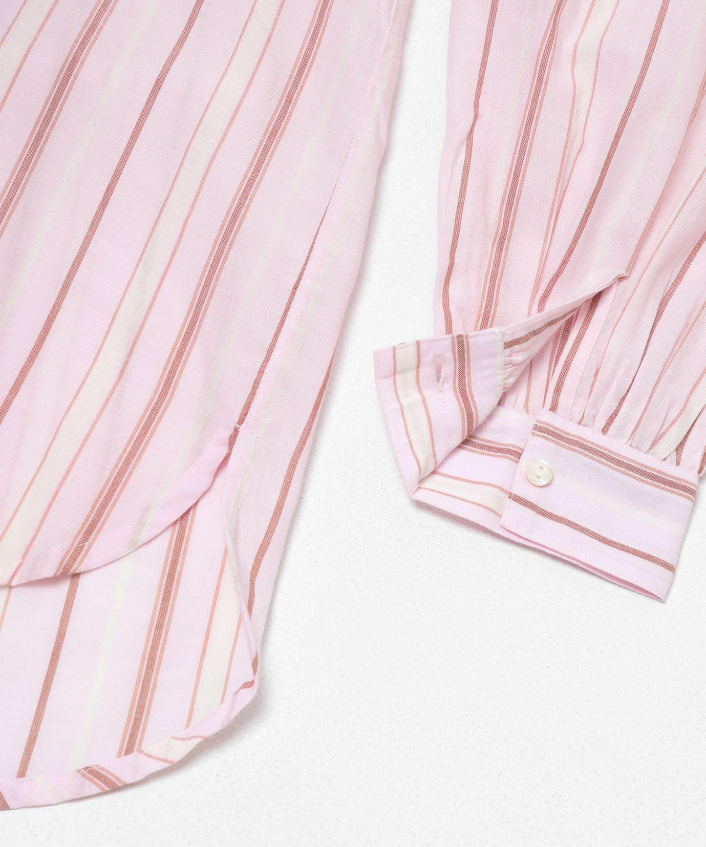 輕盈棉質條紋拼色襯衫