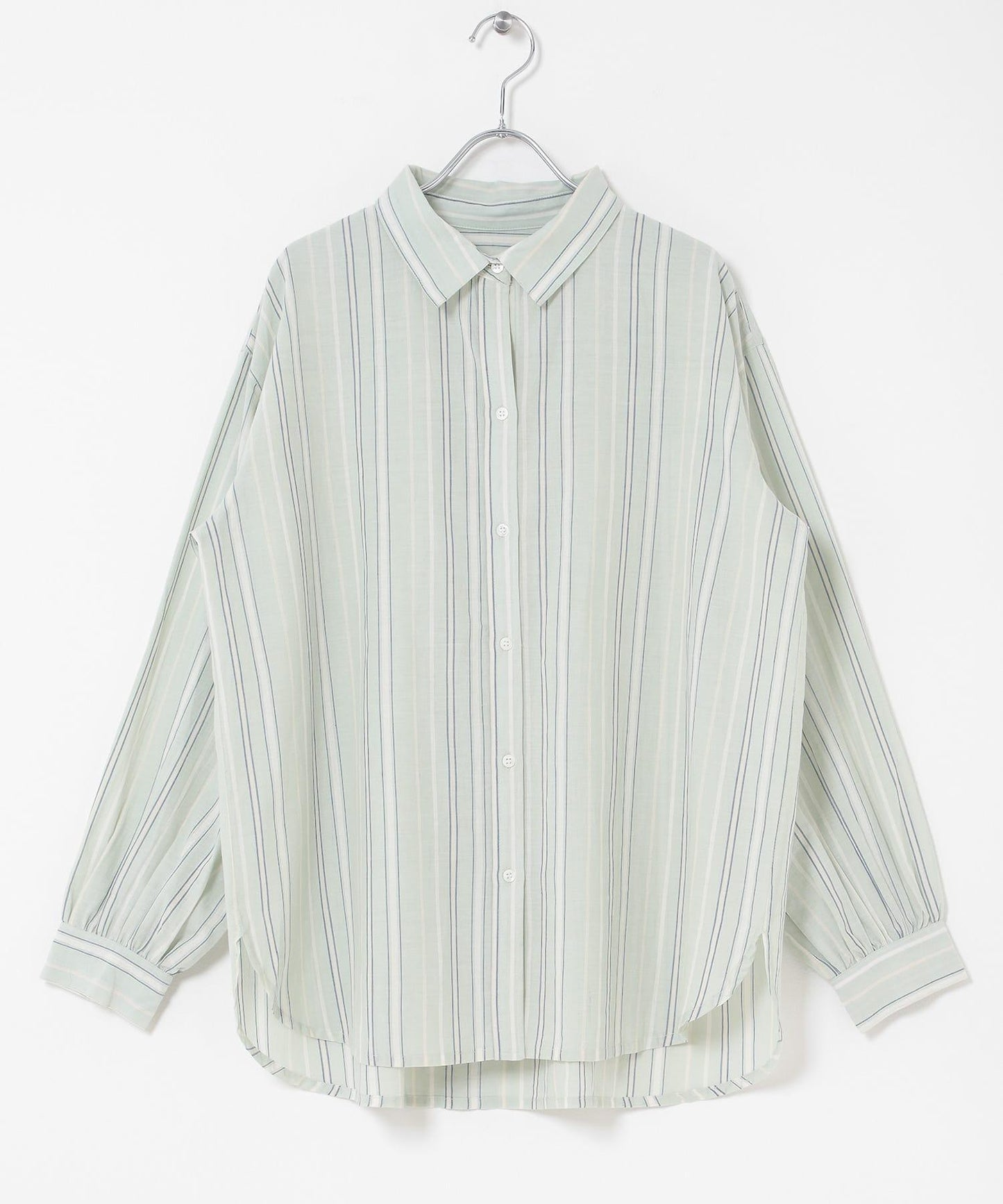 輕盈棉質條紋拼色襯衫