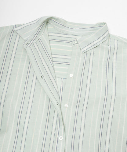 輕盈棉質條紋拼色襯衫