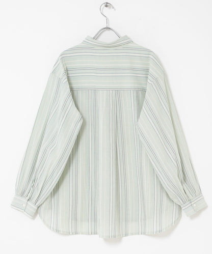 輕盈棉質條紋拼色襯衫