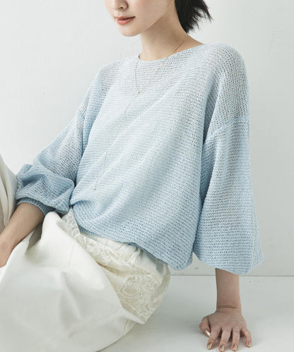 紙紗船領針織上衣