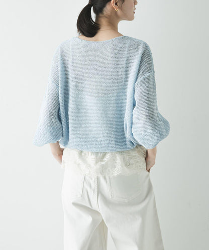 紙紗船領針織上衣