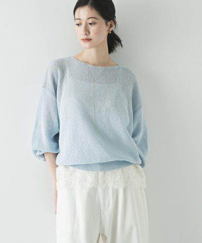 紙紗船領針織上衣