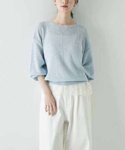紙紗船領針織上衣
