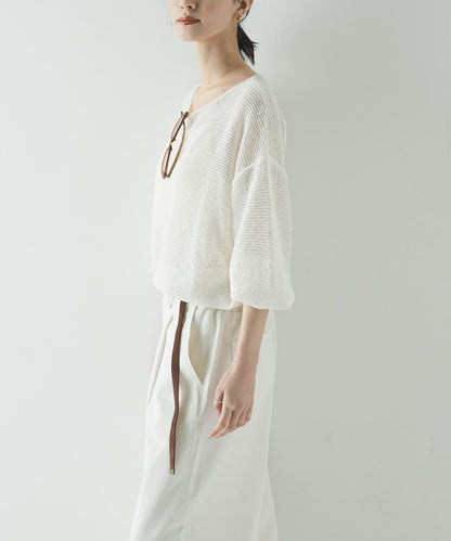 紙紗船領針織上衣