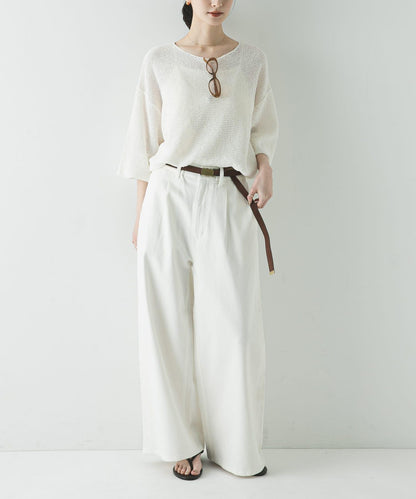 紙紗船領針織上衣