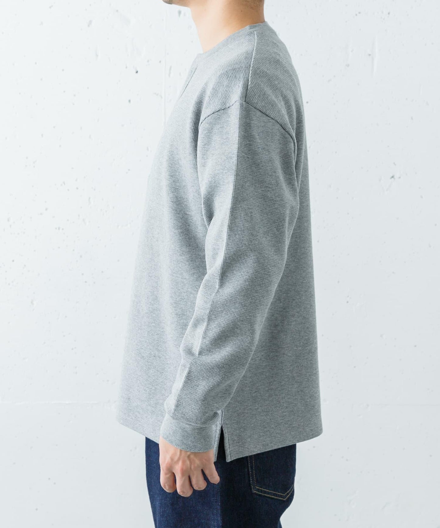 UR TECH 密織華夫 亨利領 長袖T恤