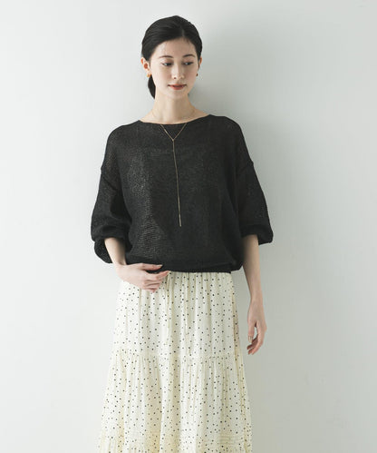 紙紗船領針織上衣