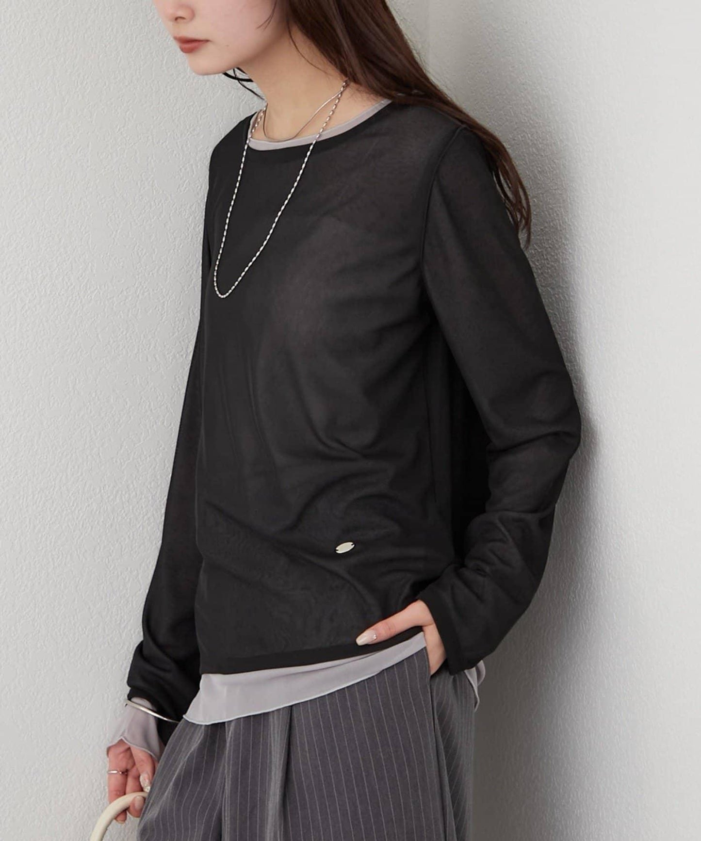 疊穿透膚長袖T恤