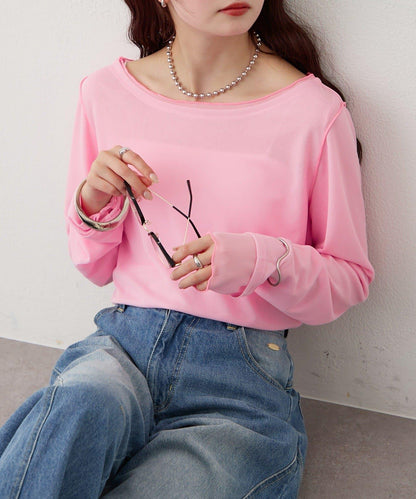 疊穿透膚長袖T恤