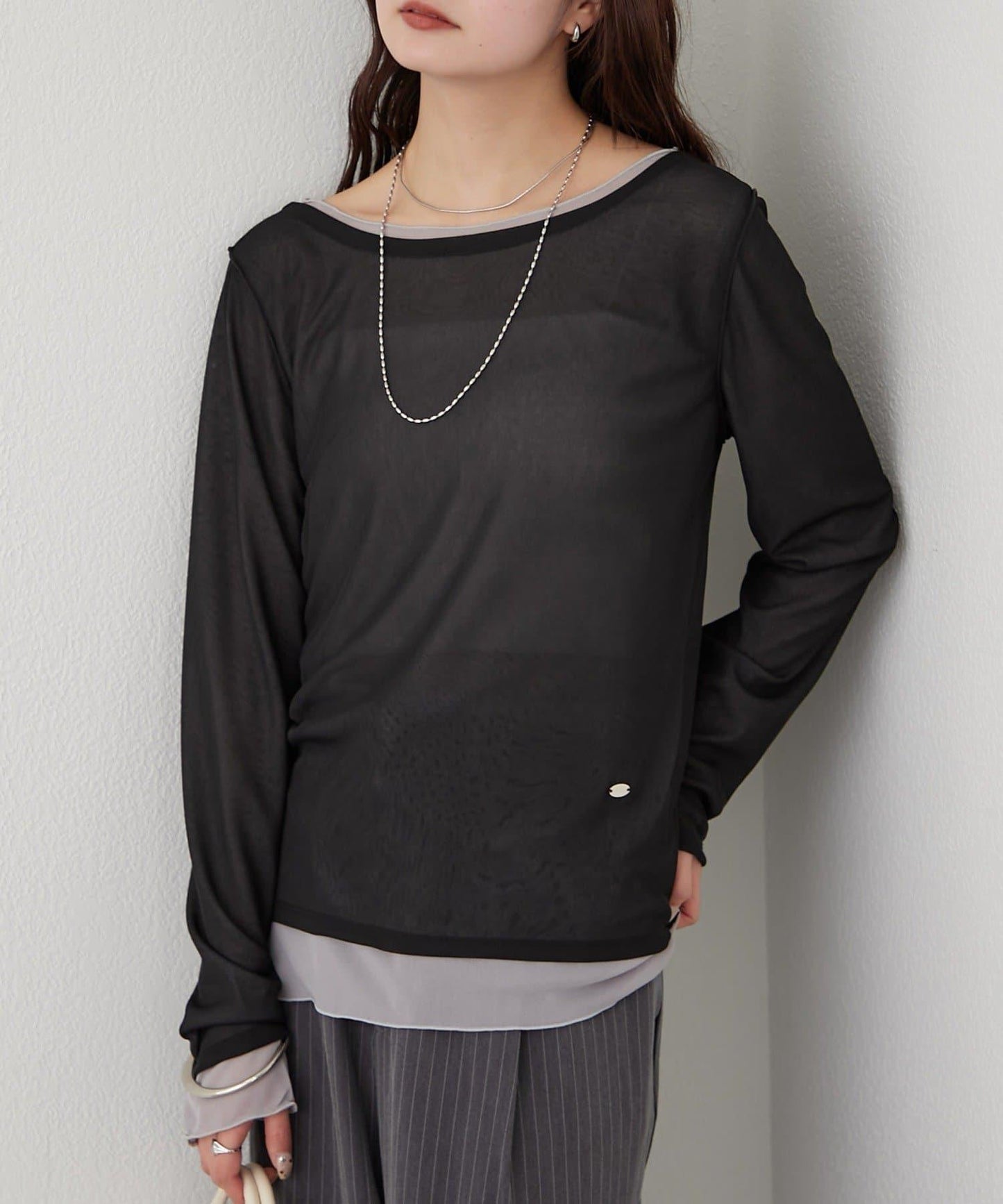 疊穿透膚長袖T恤