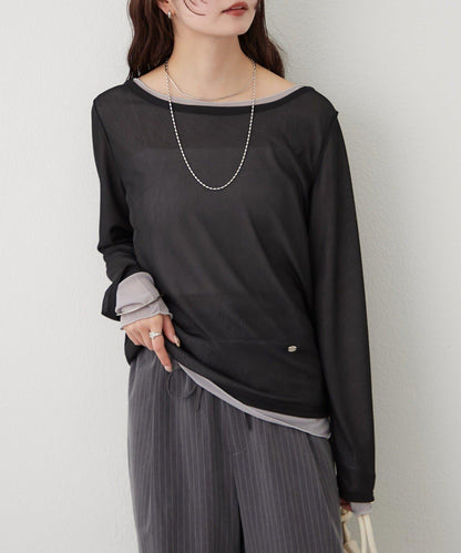 疊穿透膚長袖T恤