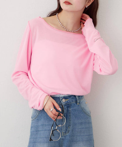 疊穿透膚長袖T恤