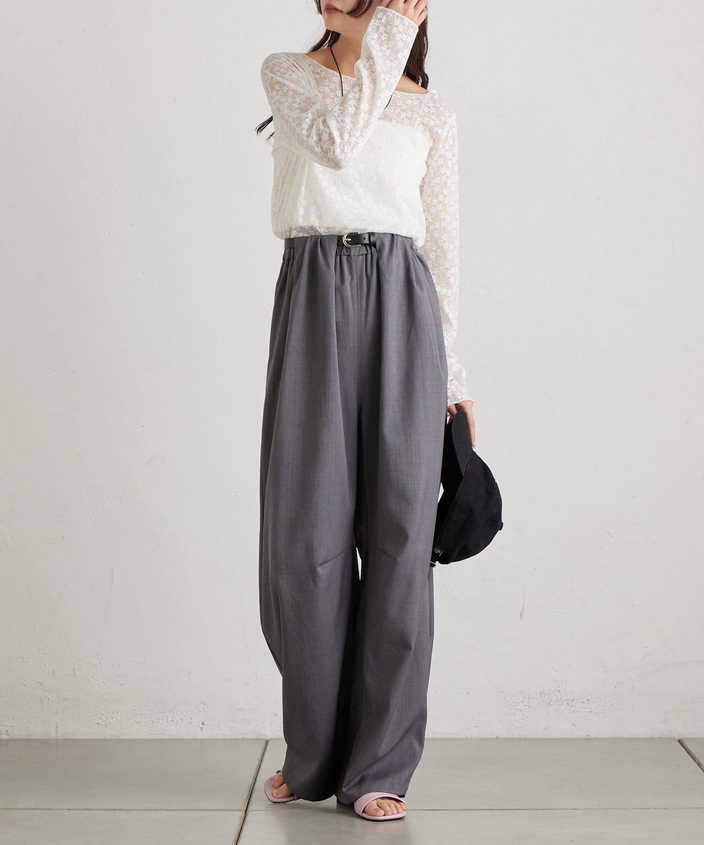 亮面蕾絲設計 長袖T恤