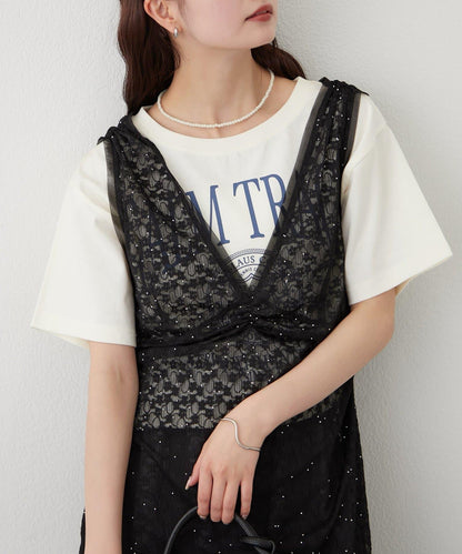 閃亮蕾絲吊帶連衣裙