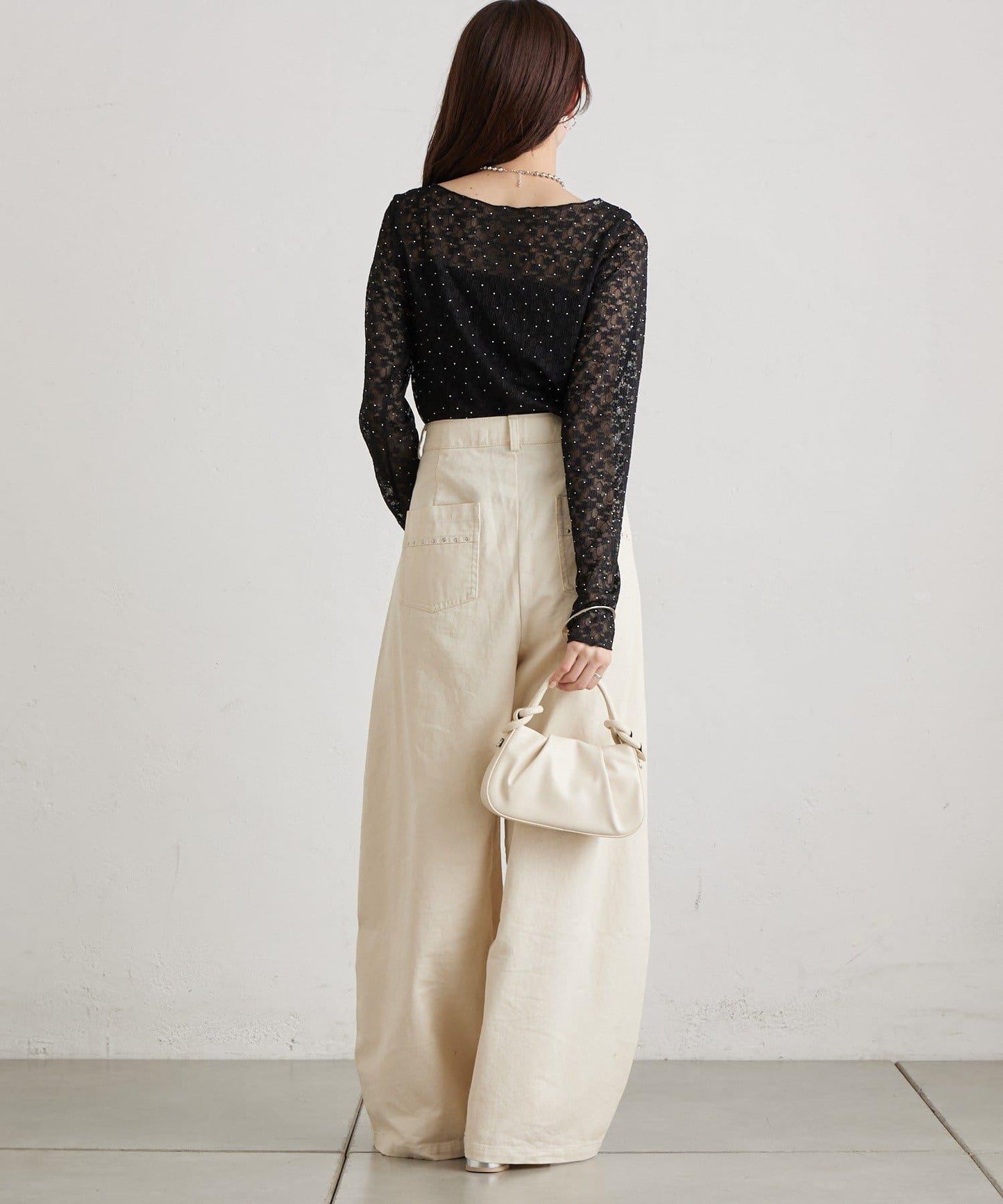 亮面蕾絲設計 長袖T恤